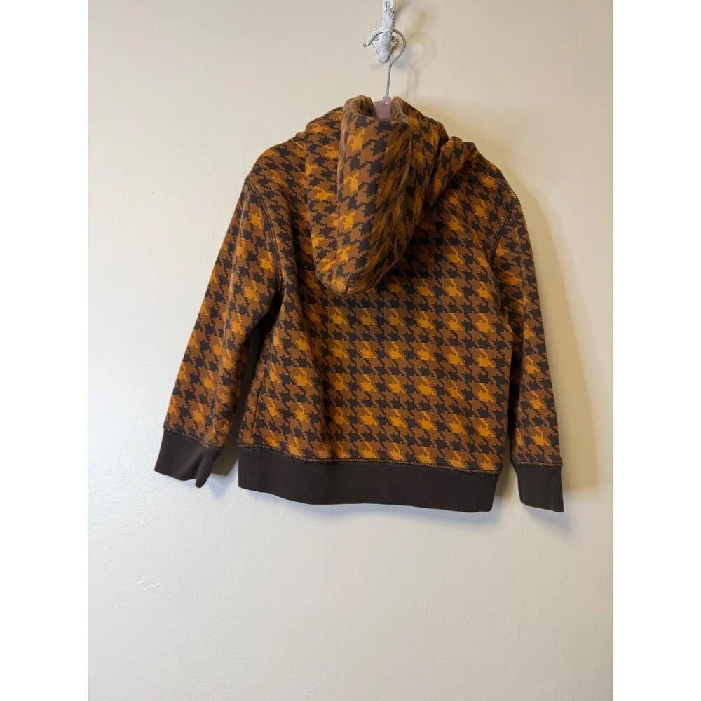 Gap X Dap Toddler Hoodie 3T Houndstooth Print Brown/Orange Cotton Blend